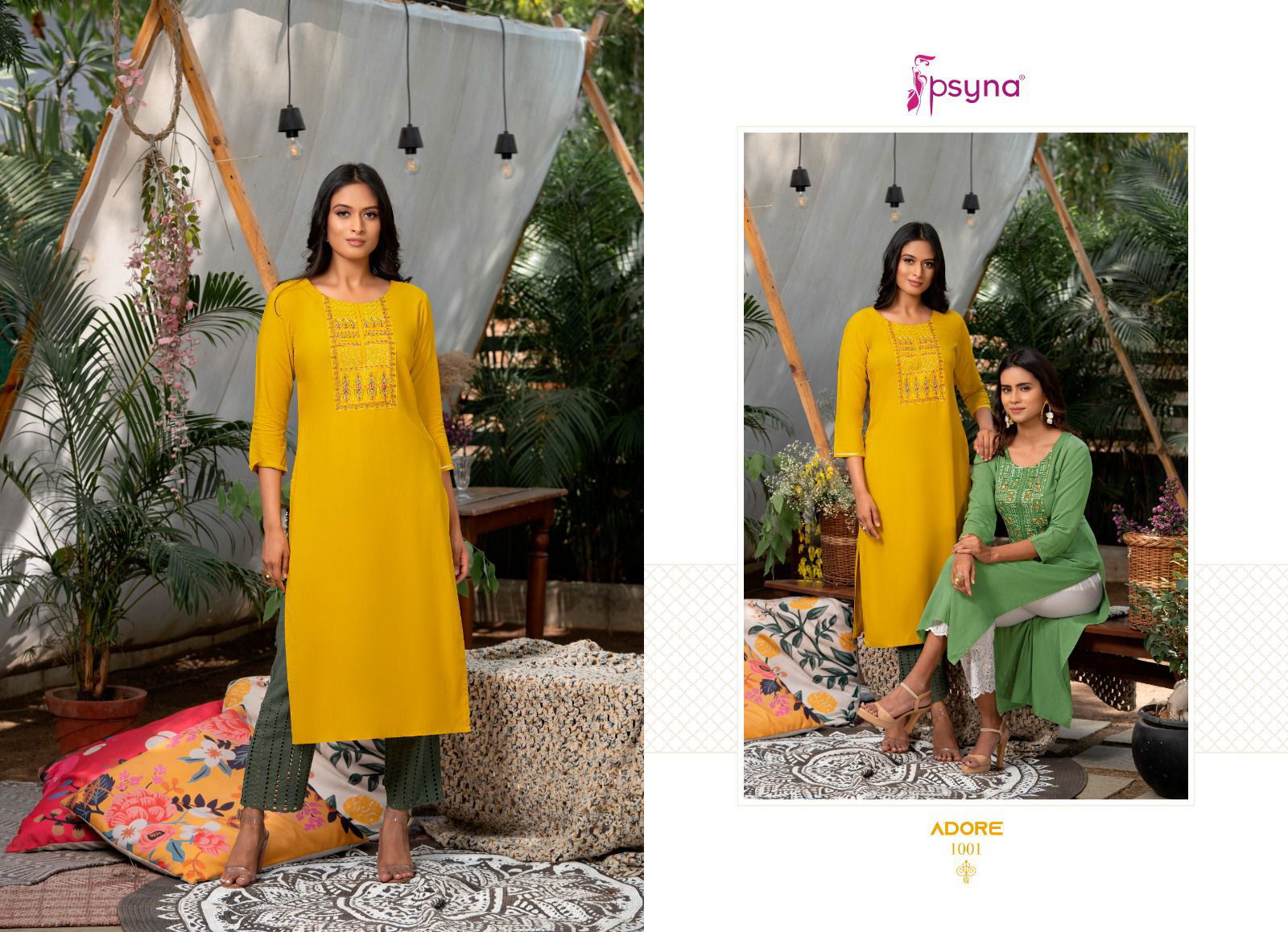 Psyna Adore Wholesale Embroidery Designer Kurti Catalog